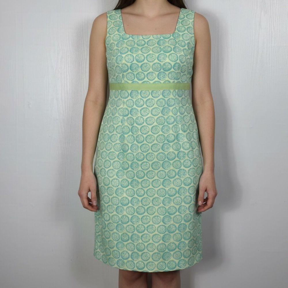 Fresh Produce Lime Green Teal Citrus Fruit Print Sheath Dress Women 10 ASDCSCT